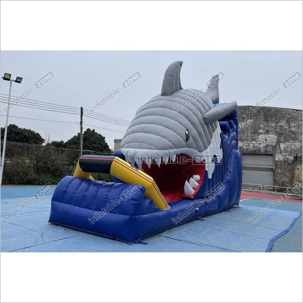 Blow Up Shark Water Slide Commercial Giant Inflatable Waterslide With 