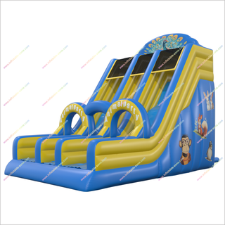 Animal Party Super Slide Inflatable Playground Outdoor Near Me Dual Lane Inflatable Slip And Slide - Inflatable-Zone