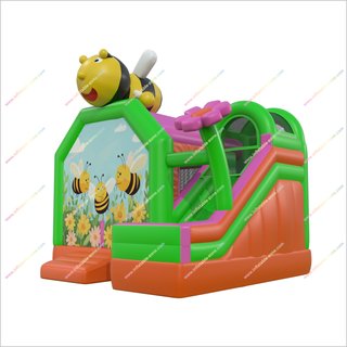 Bee Themed Inflatable Castle And Slide Flower Combo Bouncy House Slide Inflatable For Party