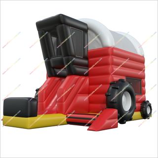 Red Tractor Inflatable Combo Bouncy Castle Slide Hire Farm Inspired Bounce House With Slide For Adults - Inflatable-Zone