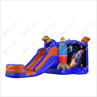 Commercial Space Inflatable Bounce House Water Slide Combo Price Fun Event Jumping Castle And Water Slide Hire