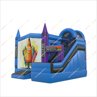 Colorful Crayon Bounce House With Large Slide Outside Play Inflatable Castle Slides Combo Events