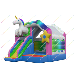 Unicorn Magical Small Bouncy Castle Slide Combo Event Bouncer And Slide Inflatable House Rental Near Me