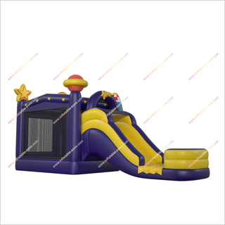 Space Themed Bouncy Castle With Water Slide Combo Inflatable Jumper Equipment Water Slide Bounce House Sale