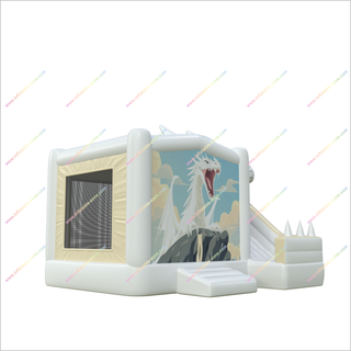 White Dragon Bouncy Castles And Slides Park Combo Bounce House With Slide Rentals Inflatables Toys - Inflatable-Zone