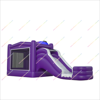 Game Themed Jump Castle Water Slide Purple Color Combo Bounce House With A Water Slide Inflatable Party Rental - Inflatable-Zone