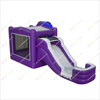 Game Themed Jump Castle Water Slide Purple Color Combo Bounce House With A Water Slide Inflatable Party Rental - Inflatable-Zone