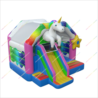 Unicorn Magical Small Bouncy Castle Slide Combo Event Bouncer And Slide Inflatable House Rental Near Me