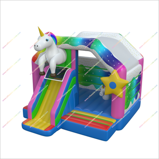 Unicorn Magical Small Bouncy Castle Slide Combo Event Bouncer And Slide Inflatable House Rental Near Me