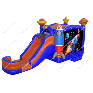 Commercial Space Inflatable Bounce House Water Slide Combo Price Fun Event Jumping Castle And Water Slide Hire