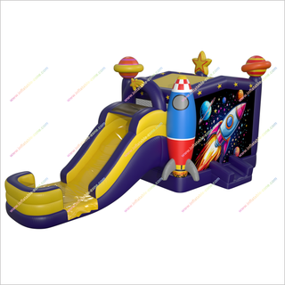 Space Themed Bouncy Castle With Water Slide Combo Inflatable Jumper Equipment Water Slide Bounce House Sale