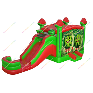 Inflatable Watermelon Jumpy House Water Slide Combo Exercises Bouncy Castle Slide Water Inflatable Small Swimming Pool - Inflatable-Zone