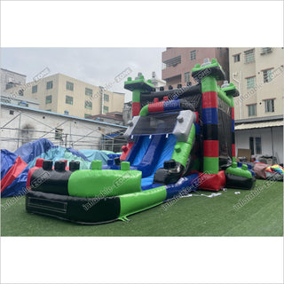 Best Bouncy Castle Inflatable Block Dual Lane Combo Backyard Bounce House With Slide