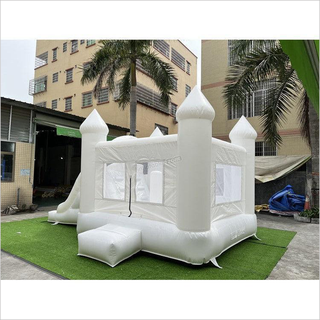 White Bounce Castle Combo Bouncer House Jumper Bouncy , Inflatable Jumping Castle Combo Slide