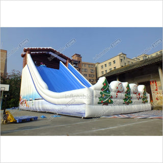 Giant Snow Mountain Christmas Inflatable Winter Skiing Slide Commercial Toboggan Inflatable Slide Blow Up Party Adults