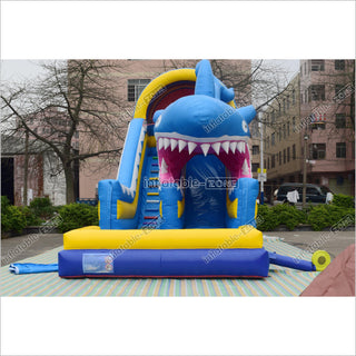 Fun Giant Inflatable Shark Water Slide Outdoor Commercial Large Bouncy Waterslide With Pool Playground Equipment