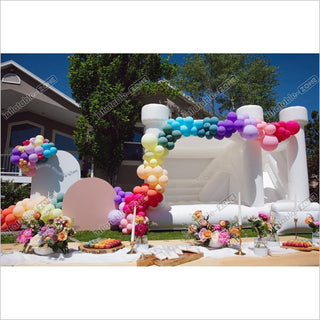 Inflatable White Bounce House With Slide For Party /Wedding