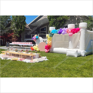 Inflatable White Bounce House With Slide For Party /Wedding