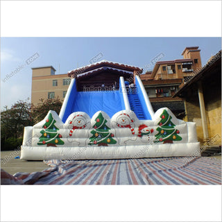 Giant Snow Mountain Christmas Inflatable Winter Skiing Slide Commercial Toboggan Inflatable Slide Blow Up Party Adults