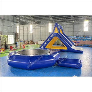 Commercial Large Inflatable Water Floating Slides Combo Inflatable Trampoline Sea Sports Games