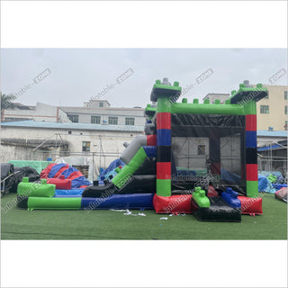 Best Bouncy Castle Inflatable Block Dual Lane Combo Backyard Bounce House With Slide