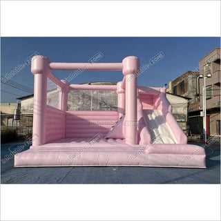 Pink Bounce House Combo Commercial Inflatable Slide Wedding Jumping Castle For Wedding Birthday Party