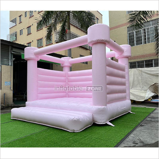 Custom Commercial Pastel Pink Inflatable Bouncy Jumping Castle White Bounce House