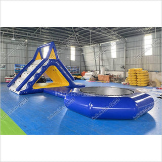 Commercial Large Inflatable Water Floating Slides Combo Inflatable Trampoline Sea Sports Games