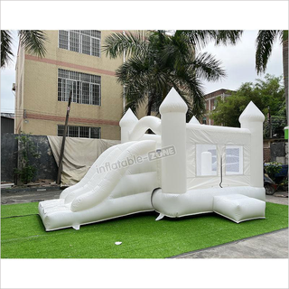 White Bounce Castle Combo Bouncer House Jumper Bouncy , Inflatable Jumping Castle Combo Slide