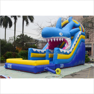 Fun Giant Inflatable Shark Water Slide Outdoor Commercial Large Bouncy Waterslide With Pool Playground Equipment