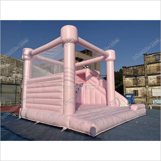 Pink Bounce House Combo Commercial Inflatable Slide Wedding Jumping Castle For Wedding Birthday Party