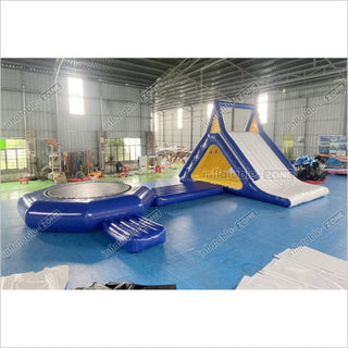 Commercial Large Inflatable Water Floating Slides Combo Inflatable Trampoline Sea Sports Games