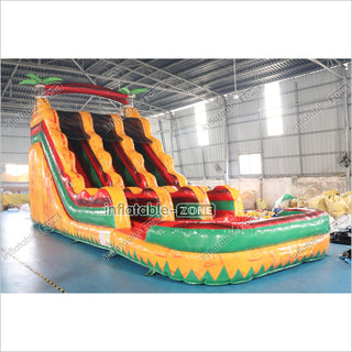 Tropical Giant Inflatable Slide With Pool Commercial Combo Large Inflatable Slides For Kids And Adults