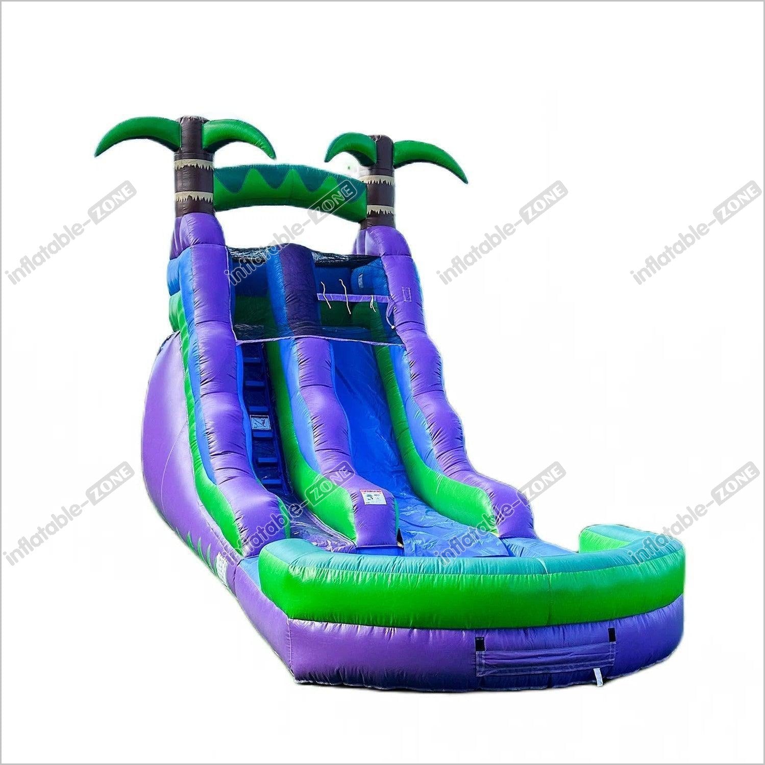 Purple Tropical Commercial Grade Water Slide With Splash Pool Inflatab ...