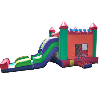 Rainbow Inflatable City Bounce Jumpers , Commericial Inflatable Bouncy Castle