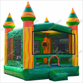 Tropical Colors Bouncy Castle Jungle Jump Bouncer Indoor Outdoor Bounce House For Kids And Adults