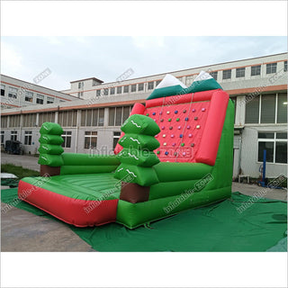 Inflatable Forest Theme Climbing Wall Bouncer Red And Blue Inflatable Sports Climbing Game