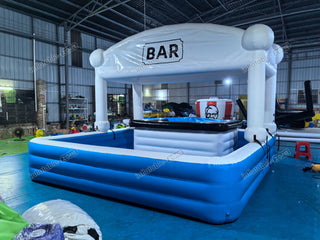 White Blue Black Inflatable Pool Bar Sport Bar Pool Table Inflatable Soft Play Near Me Floating Pool Toy