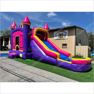 Pink Princess Bounce Castle , Commercial Bounce House With Slide And Ball Pit