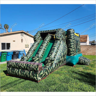 Inflatable Camouflage Bounce House With Slide For Kids, Outdoor Bounce Castle For Event