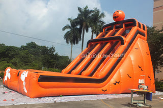 Halloween Pumpkin Patch Bouncer Inflatable Slide Commercial Giant Inflatable Jumpers Castle Double Lane Slide