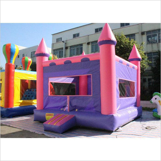 0.55MM PVC Pink And Purple Inflatable Jumping Castle Bounce House For Child