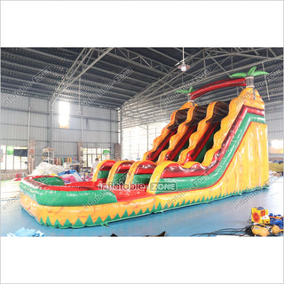 Tropical Giant Inflatable Slide With Pool Commercial Combo Large Inflatable Slides For Kids And Adults