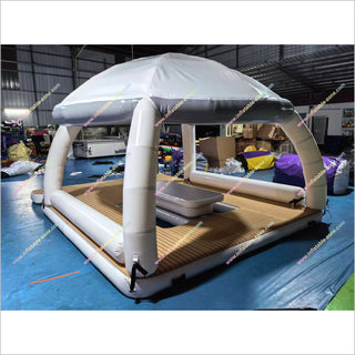 Inflatable Floating Tents Water Amusement Equipment Inflatable Water Floating Leisure Platform With Tent