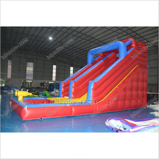 Single Lane Commercial Inflatable Wet Dry Slide Jumper Water Slide With Splash Pool For Kids And Adults