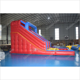 Single Lane Commercial Inflatable Wet Dry Slide Jumper Water Slide With Splash Pool For Kids And Adults