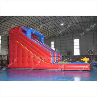 Single Lane Commercial Inflatable Wet Dry Slide Jumper Water Slide With Splash Pool For Kids And Adults