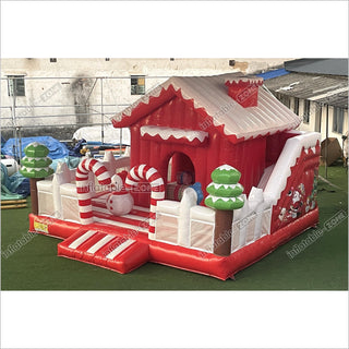 Sweet Candy Land Holiday Bounce And Slide Combo Inflatable Christmas Castle Obstacle Course House