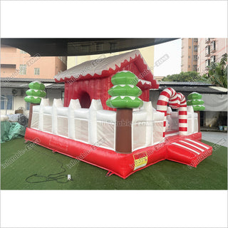 Sweet Candy Land Holiday Bounce And Slide Combo Inflatable Christmas Castle Obstacle Course House