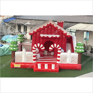 Sweet Candy Land Holiday Bounce And Slide Combo Inflatable Christmas Castle Obstacle Course House